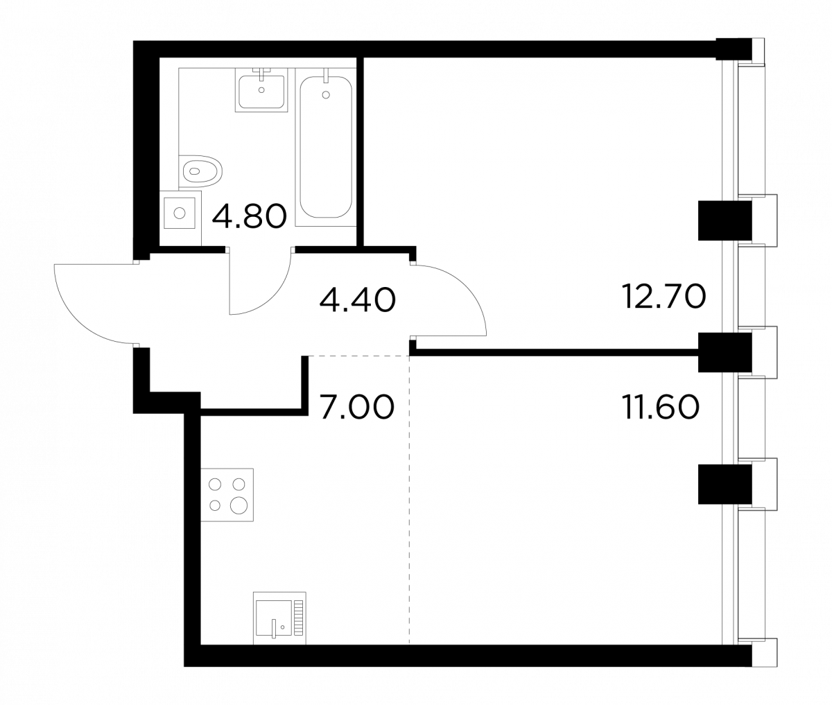 Планировка 2-комнатная квартира в ЖК INJOY (Инджой)