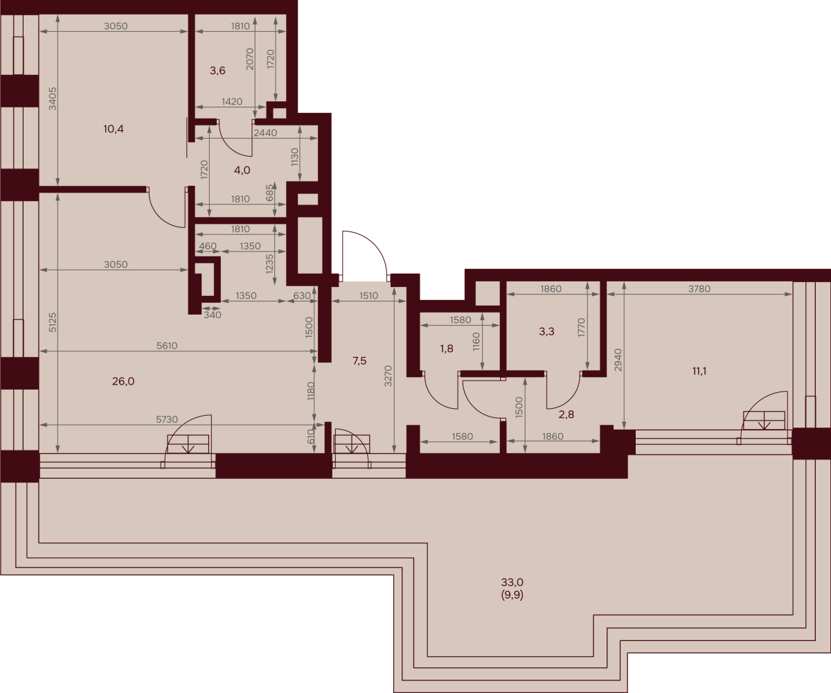 Планировка 2-комнатная квартира в ЖК "Дом 7 Даниловский"