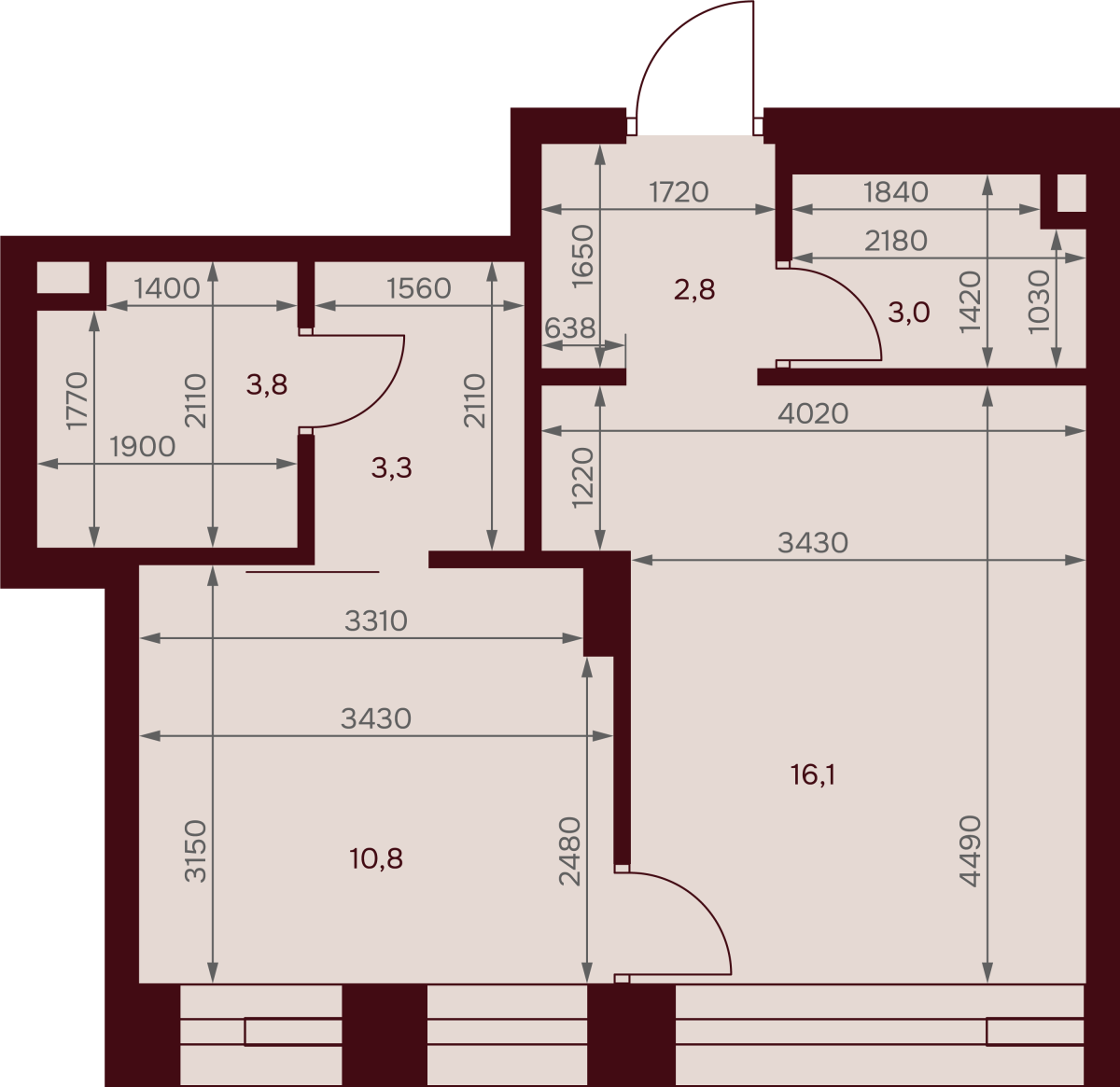 Планировка 1-комнатная квартира в ЖК "Дом 7 Даниловский"