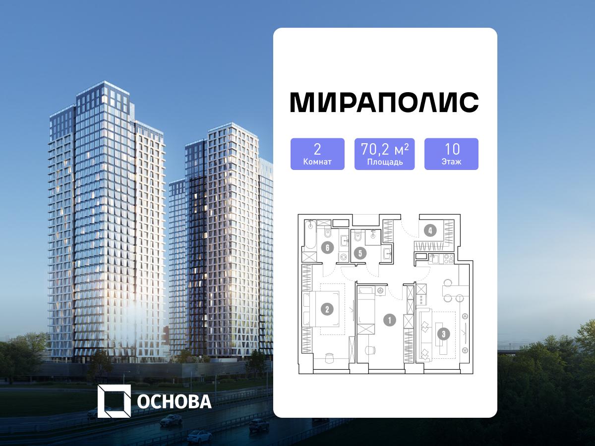 Планировка 2-комнатная квартира в МИРАПОЛИС