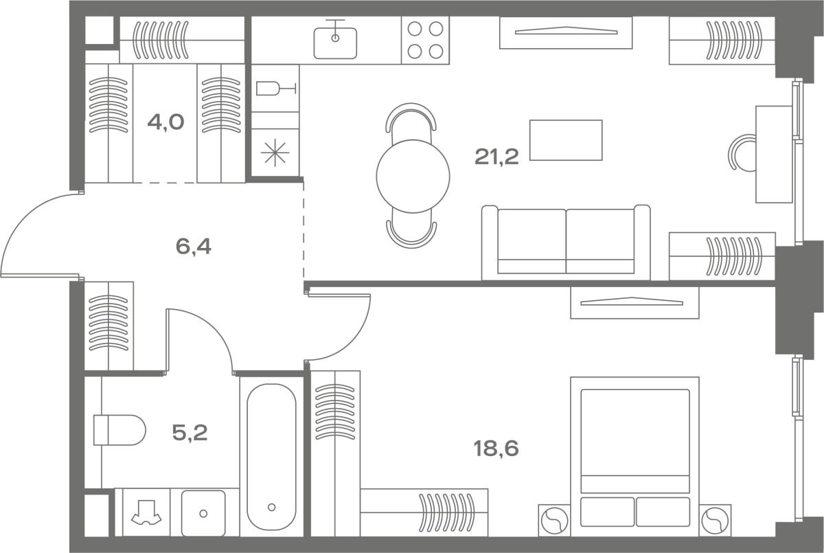 Планировка 1-комнатная квартира в ЖК Soul (Соул)