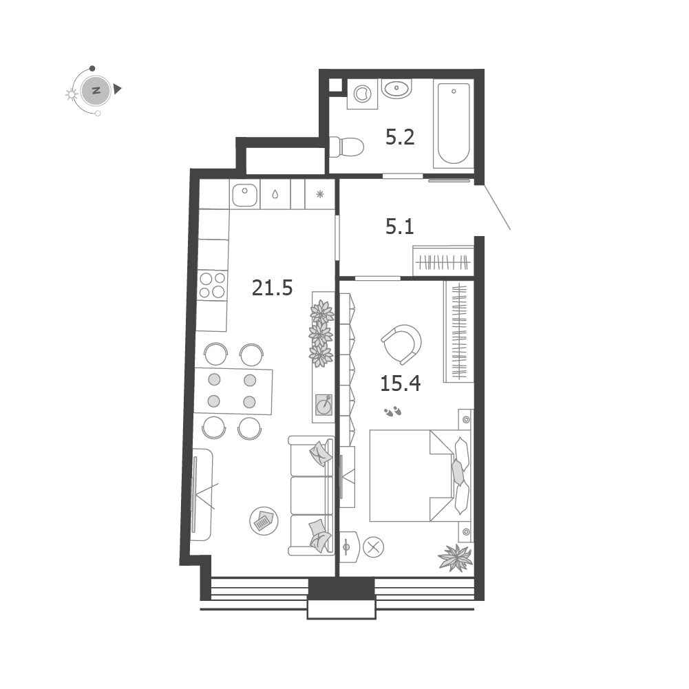 Планировка 1-комнатная квартира в ЖК Voxhall (Воксхолл)