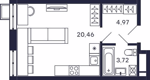 Планировка Студийная планировка в Квартал "Тетрис"