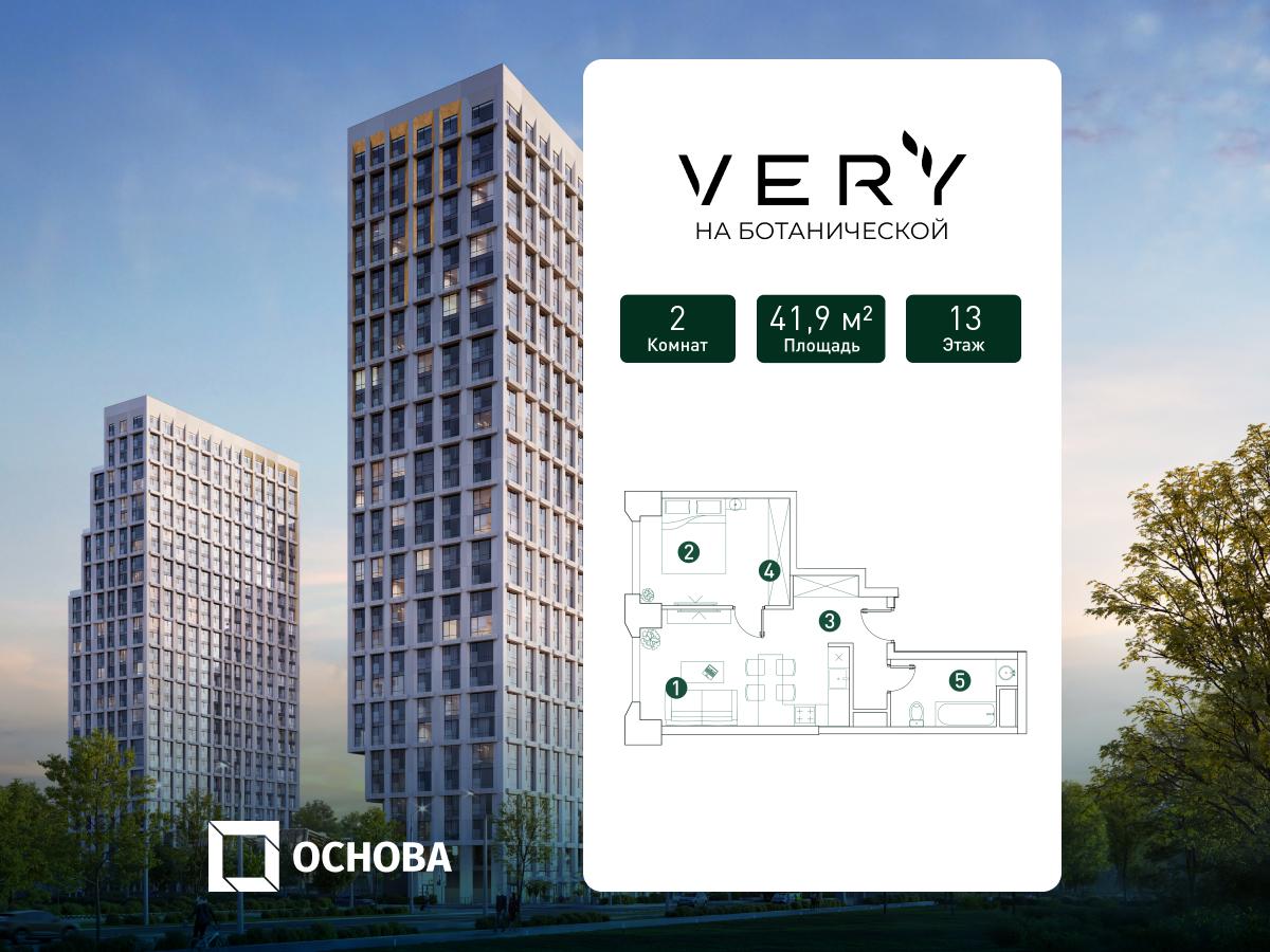 Планировка 2-комнатная квартира в ЖК "VERY на Ботанической"