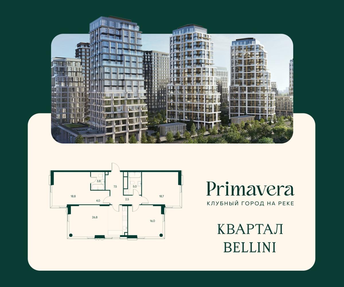 Планировка 3-комнатная квартира в Клубный город на реке Primavera (Примавера)