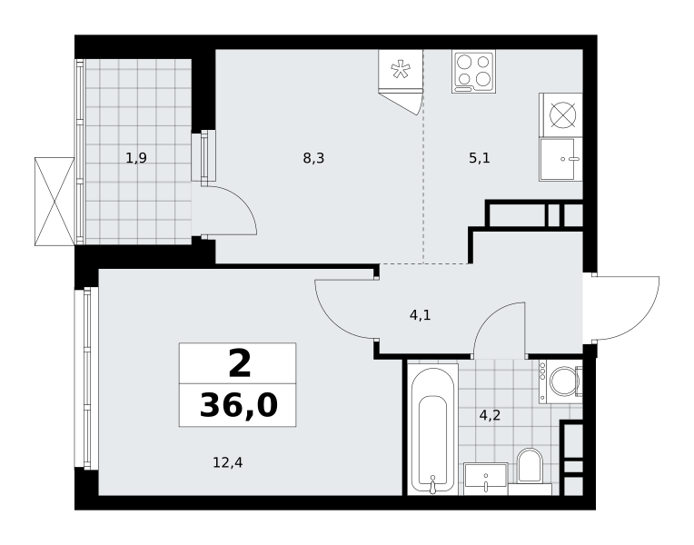 Планировка 2-комнатная квартира в Жилой район "Скандинавия"