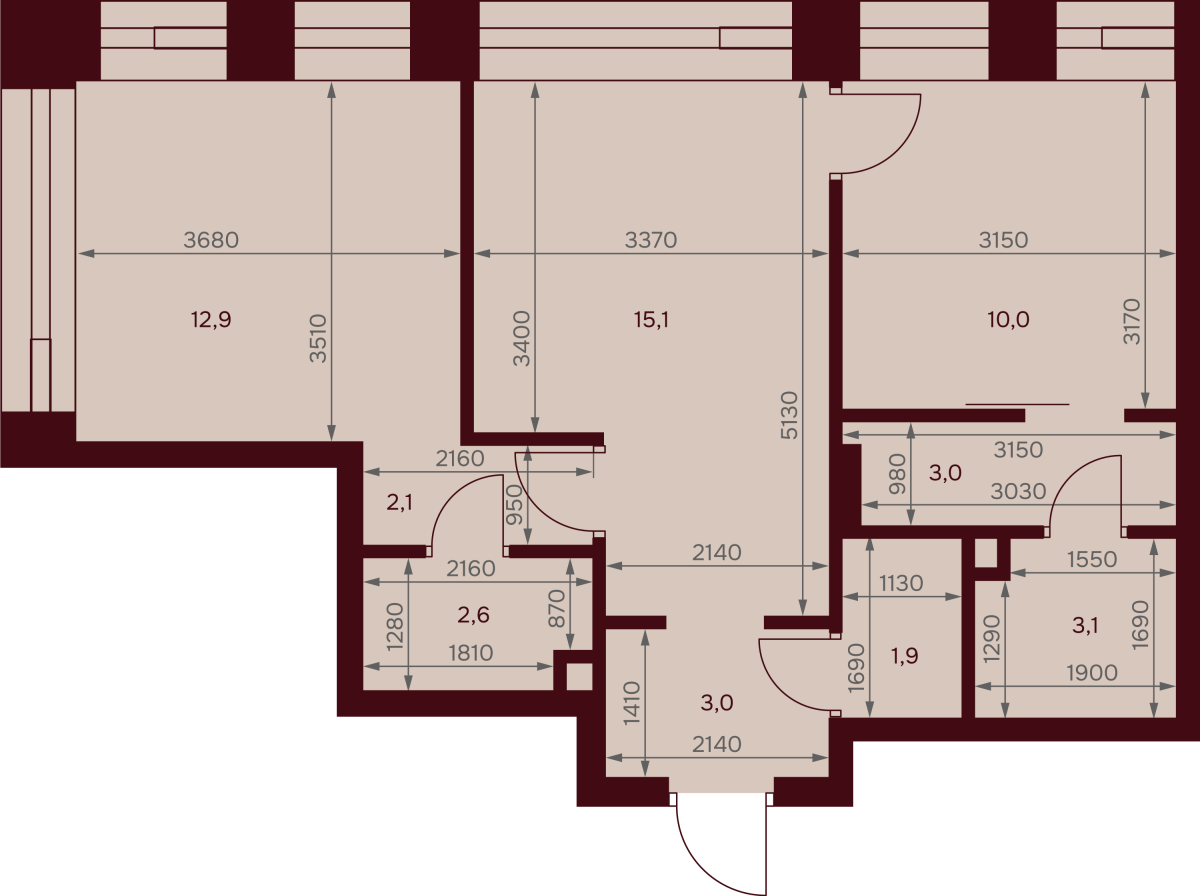 Планировка 2-комнатная квартира в ЖК "Дом 7 Даниловский"