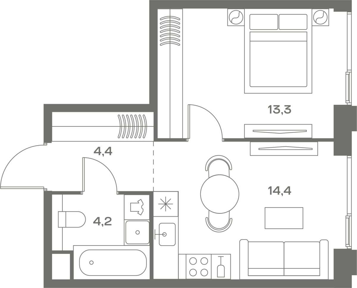Планировка 1-комнатная квартира в ЖК Soul (Соул)
